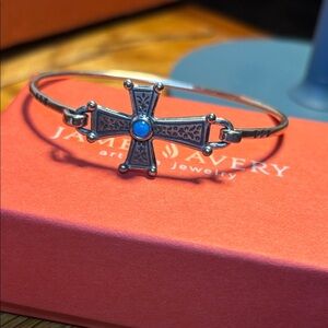 New Retired James Avery Mission Cross Hook-On Bracelet with Turquoise Size M